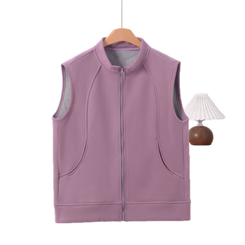 Sieviešu bez piedurknēm veste ar stāvošu apkakli, vidēja garuma, viskozes-elastāna maisījums, ziemas 2025