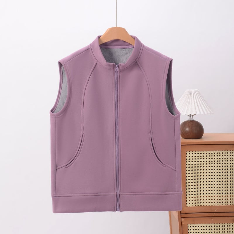 Sieviešu bez piedurknēm veste ar stāvošu apkakli, vidēja garuma, viskozes-elastāna maisījums, ziemas 2025