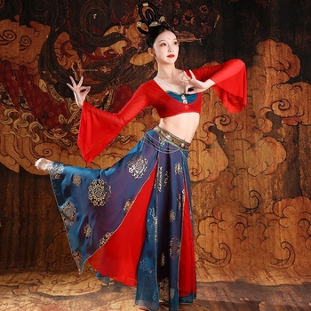 Hanfu plesni kostim, tiskani šifon, s spandeksom i vlaknima regenerirane celuloze