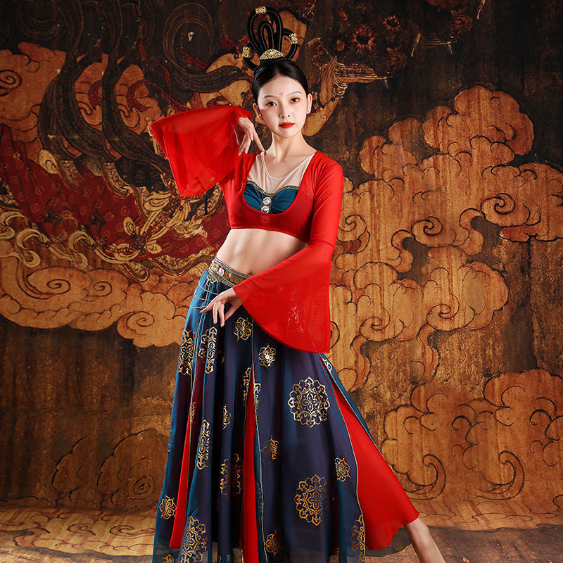 Hanfu plesni kostim, tiskani šifon, s spandeksom i vlaknima regenerirane celuloze