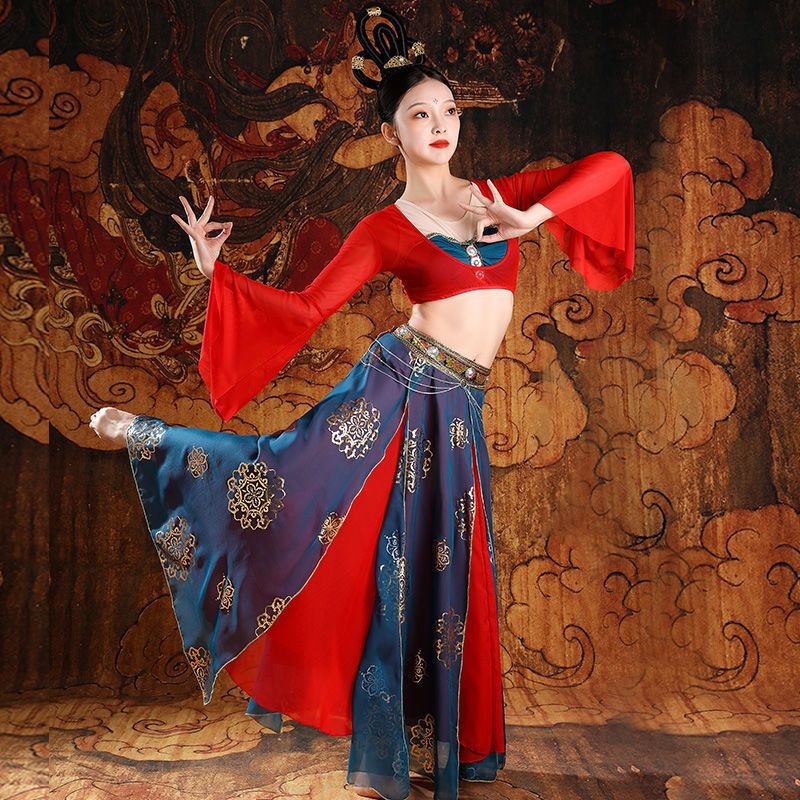 Hanfu plesni kostim, tiskani šifon, s spandeksom i vlaknima regenerirane celuloze