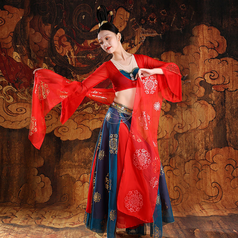 Hanfu plesni kostim, tiskani šifon, s spandeksom i vlaknima regenerirane celuloze