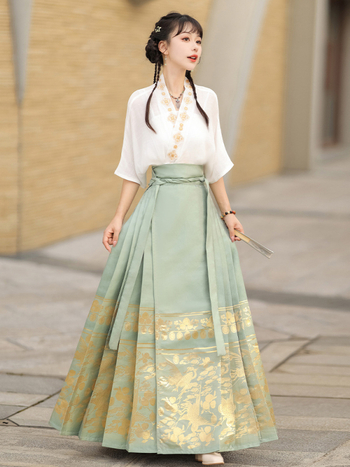 Odrasli Hanfu set, Ming stil usavršen, tkanina pamuk-svila, spandeks smjesa, bojanje po pređama