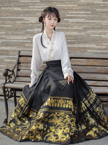 Odrasli Hanfu set, Ming stil usavršen, tkanina pamuk-svila, spandeks smjesa, bojanje po pređama