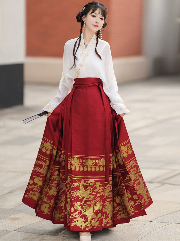Odrasli Hanfu set, Ming stil usavršen, tkanina pamuk-svila, spandeks smjesa, bojanje po pređama