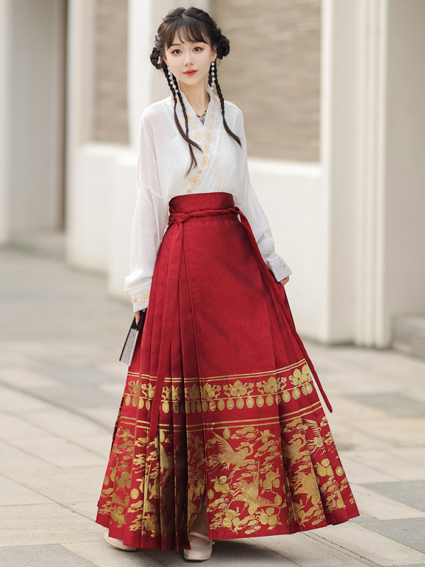 Odrasli Hanfu set, Ming stil usavršen, tkanina pamuk-svila, spandeks smjesa, bojanje po pređama