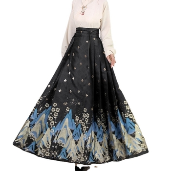 Hanfu u Ming stilu s Horse-Face suknom i Aircraft rukavima, 50-70% poliester sadržaja, tiskana tkanina, proljeće 2023