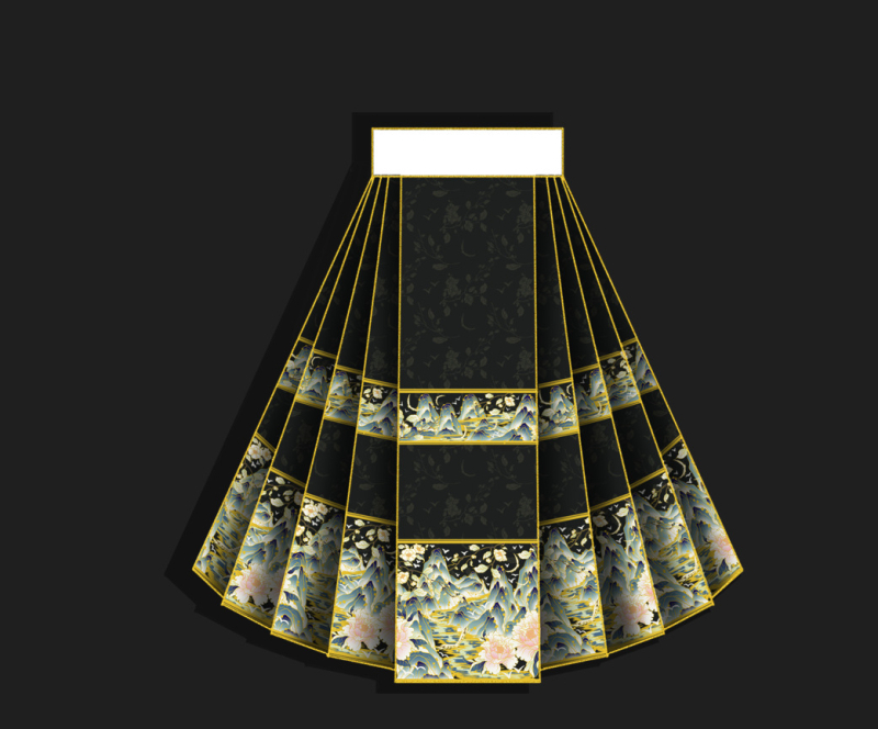 Hanfu u Ming stilu s Horse-Face suknom i Aircraft rukavima, 50-70% poliester sadržaja, tiskana tkanina, proljeće 2023