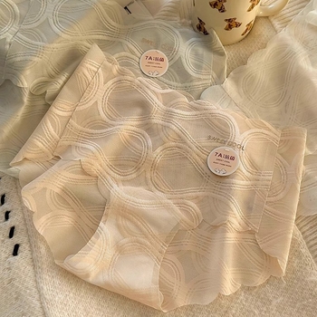 Ljetne ženske gaćice od ice-silk bez šavova, prozračnih i udobnih, srednje visine struka, antibakterijska pamuk postava