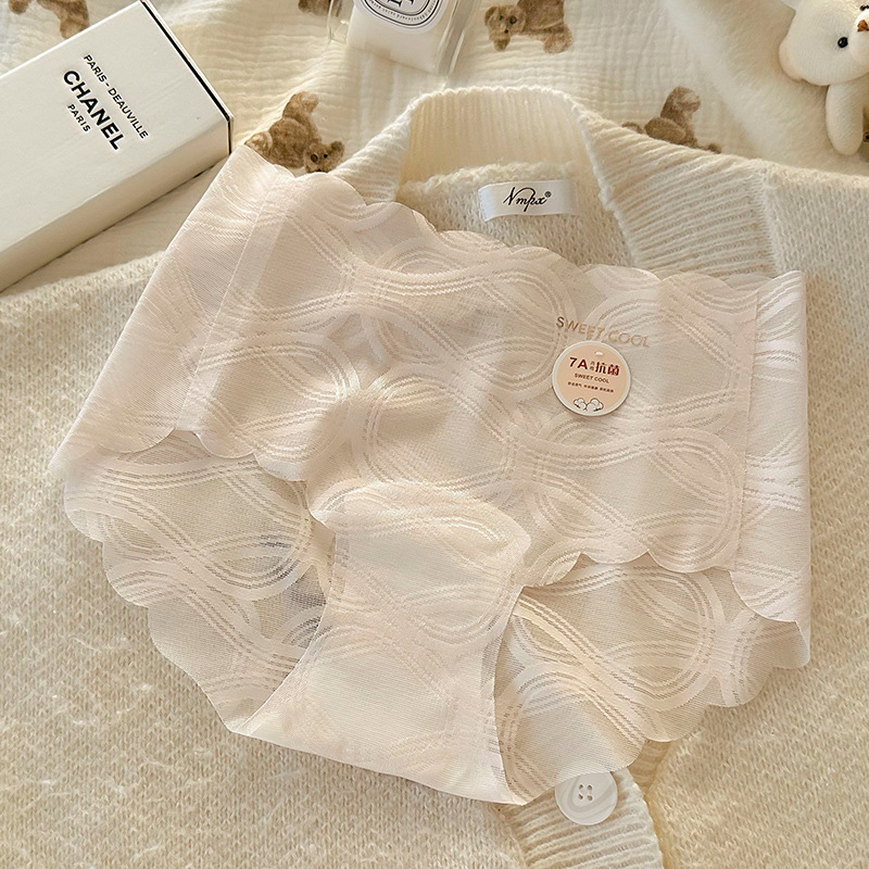 Ljetne ženske gaćice od ice-silk bez šavova, prozračnih i udobnih, srednje visine struka, antibakterijska pamuk postava
