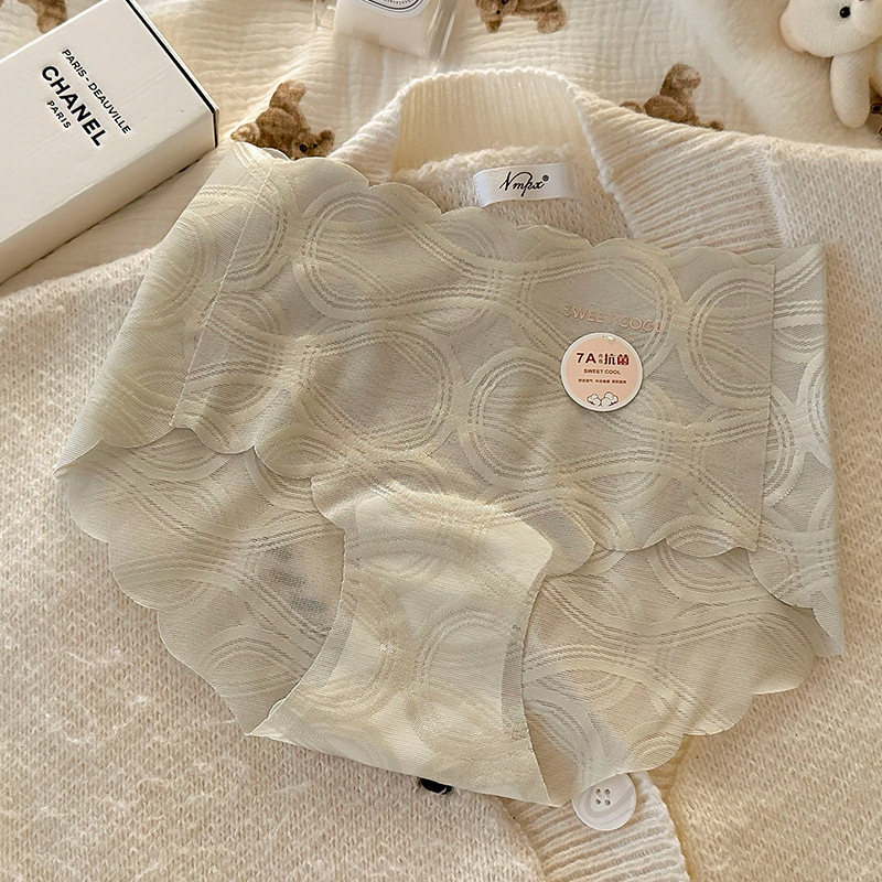 Ljetne ženske gaćice od ice-silk bez šavova, prozračnih i udobnih, srednje visine struka, antibakterijska pamuk postava
