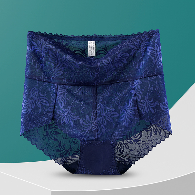Ženske gaćice s visokim strukom od čipke s jacquard uzorkom s cvjetnim uzorkom, oblikovanje tijela i podizanje bedara; glavni materijal najlon, pamukova podstava