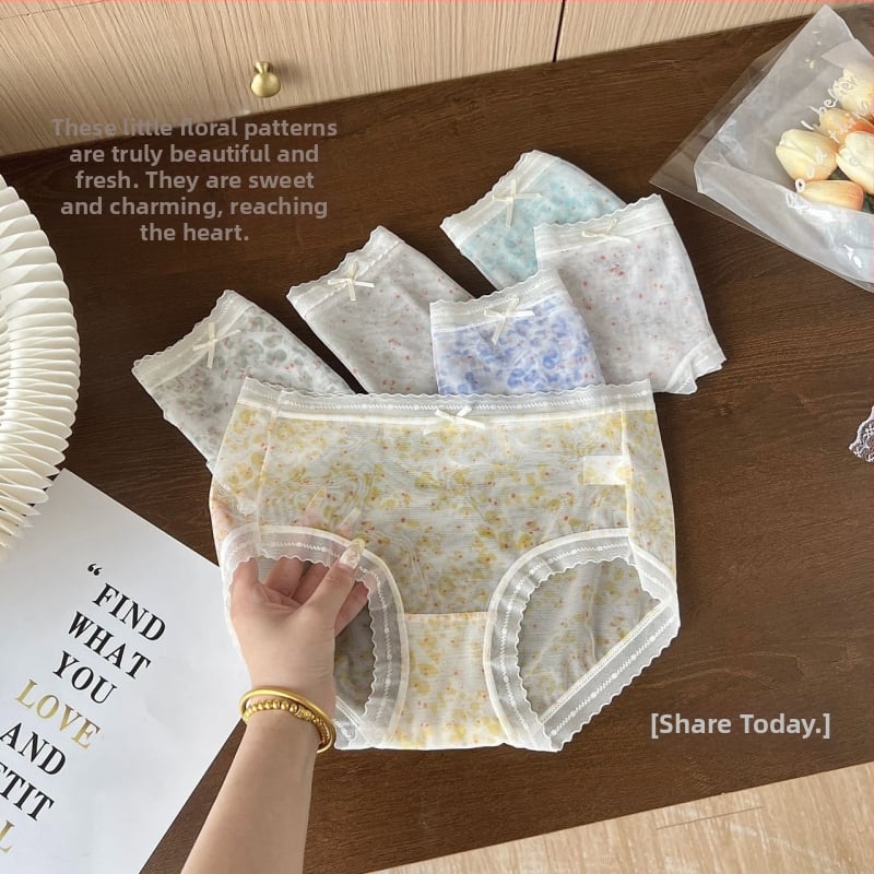 Naiste keskjoonega aluspesu lillemustriga, hingav, antibakteriaalne, polüesterkangas, mulberry siidi vooder