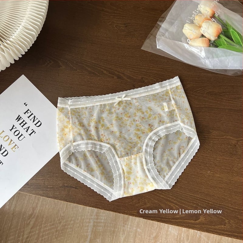 Naiste keskjoonega aluspesu lillemustriga, hingav, antibakteriaalne, polüesterkangas, mulberry siidi vooder