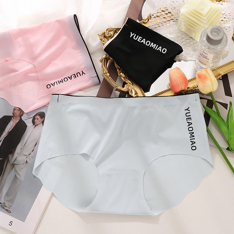 Naise Ice Silk aluspüksid, keskmise vööjo, hingavad, jälgedeta, antibakteriaalsed, 80–90% nailon, puuvillane vooder