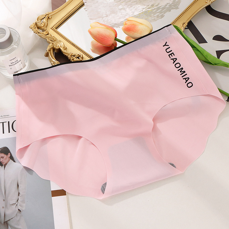 Naise Ice Silk aluspüksid, keskmise vööjo, hingavad, jälgedeta, antibakteriaalsed, 80–90% nailon, puuvillane vooder