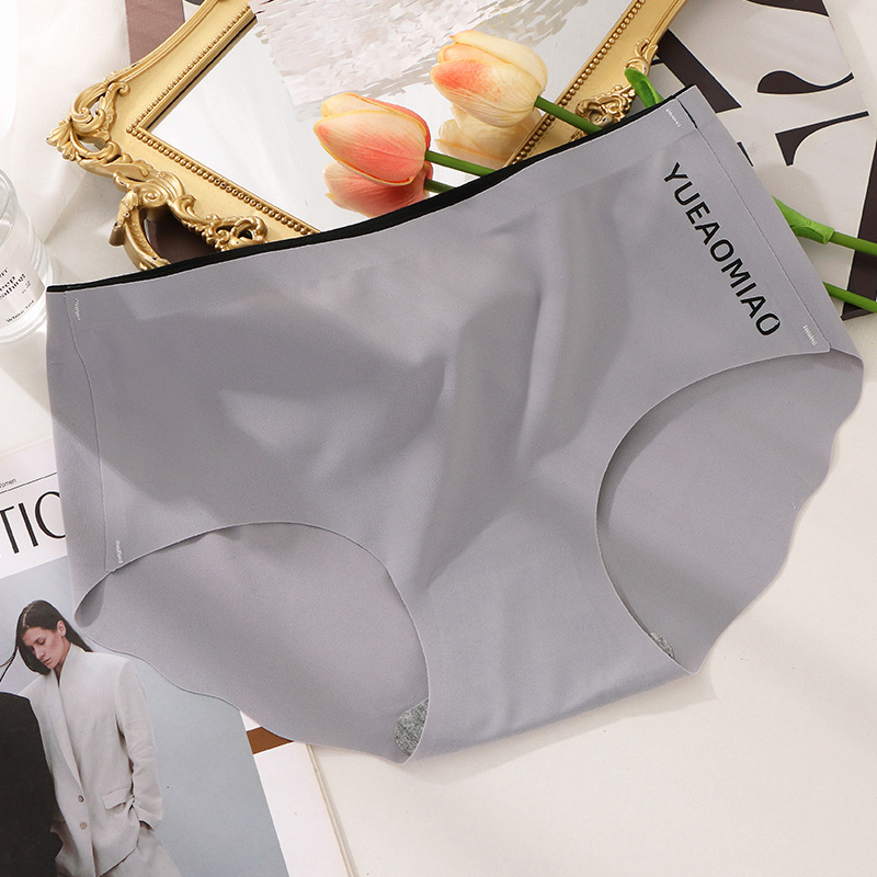 Naise Ice Silk aluspüksid, keskmise vööjo, hingavad, jälgedeta, antibakteriaalsed, 80–90% nailon, puuvillane vooder