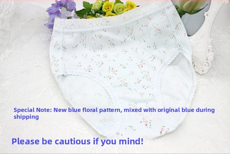 Naiste kõrge vöökiga puuvillased aluspesud lillemustriga, hingavad