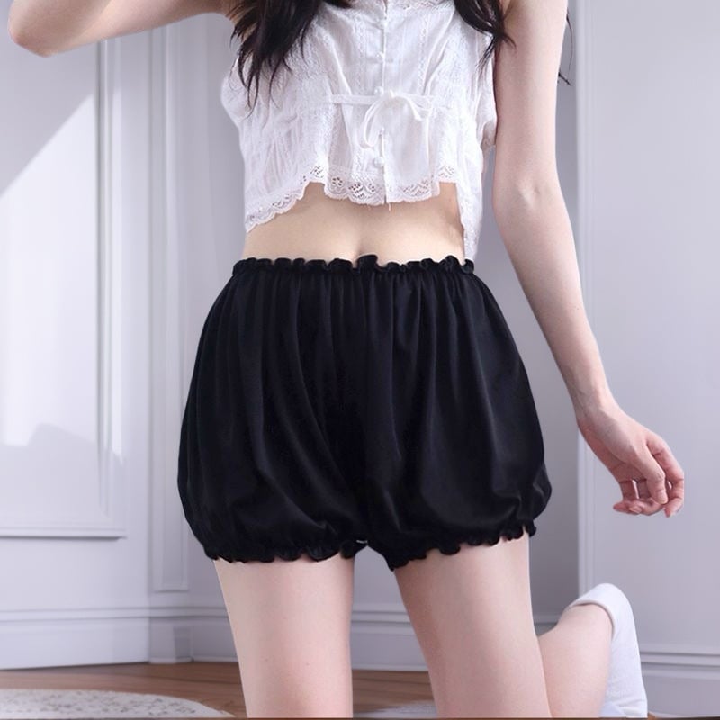 Sieviešu drošības šorti no ice silk auduma, viduklis vidējā augstumā, loku raksts, 95% poliesters, ātra žūšana un aizsardzība pret atklāšanos