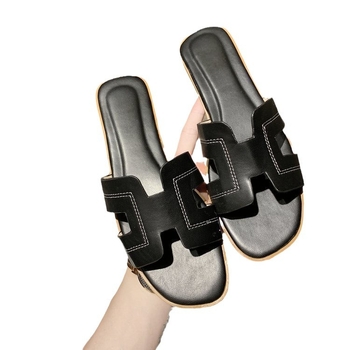 Naiste lamedad rannasandaalid ühe riba, libisemisvastased, hingavad, nahast vooder, PVC tallad