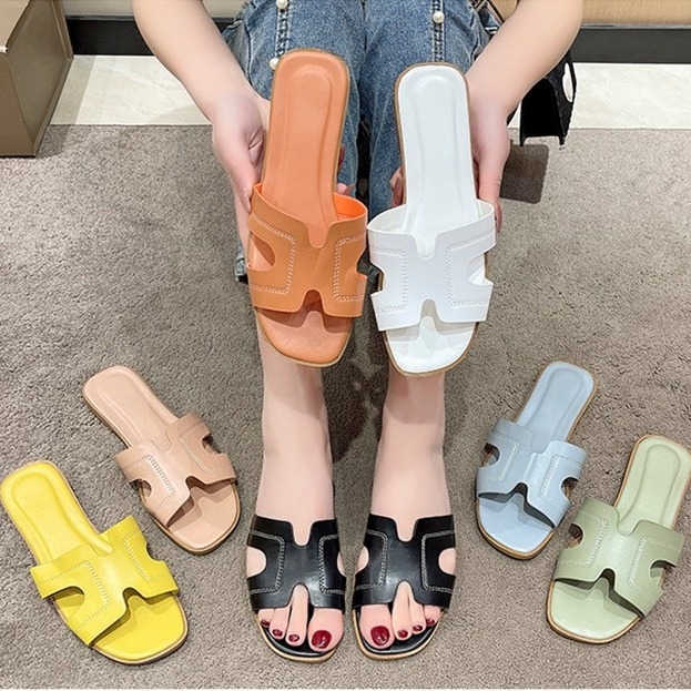 Naiste lamedad rannasandaalid ühe riba, libisemisvastased, hingavad, nahast vooder, PVC tallad