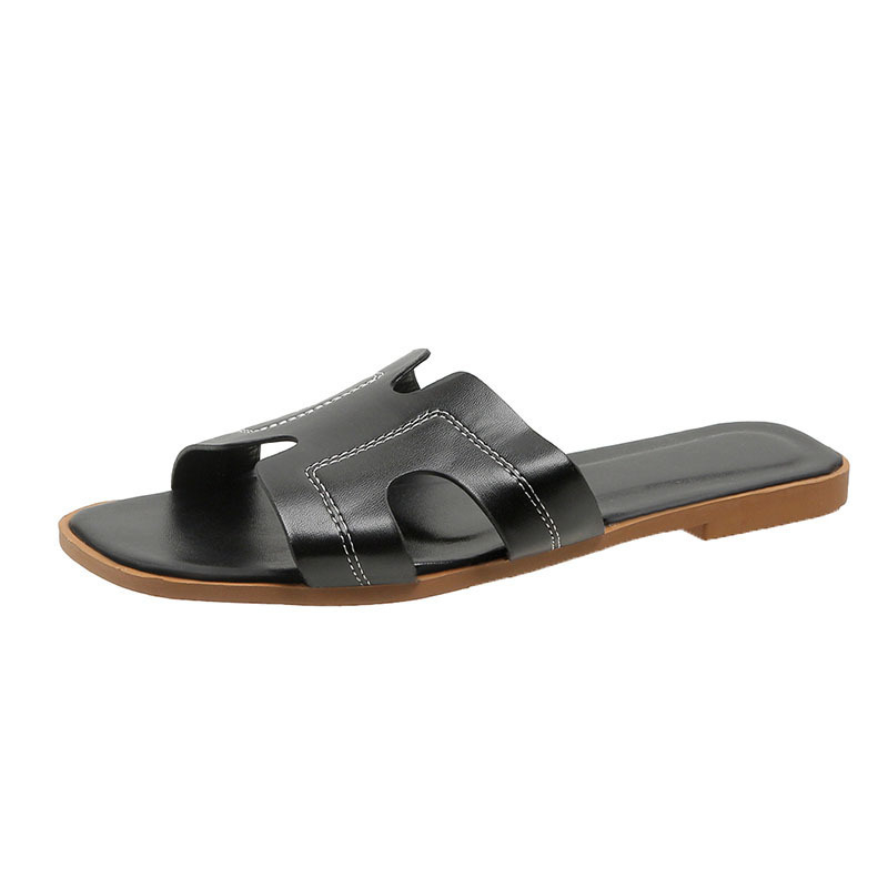 Naiste lamedad rannasandaalid ühe riba, libisemisvastased, hingavad, nahast vooder, PVC tallad