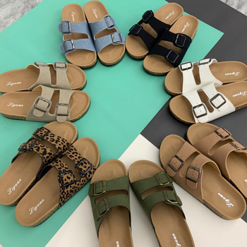 Naiste sandaalid – kahekordne kinnitussüsteem, igapäevaseks kasutamiseks, PVC tald, villane vooder, talla paksus 3–5 cm (Ülemine materjal: kunstlik PU; libisemiskindel)