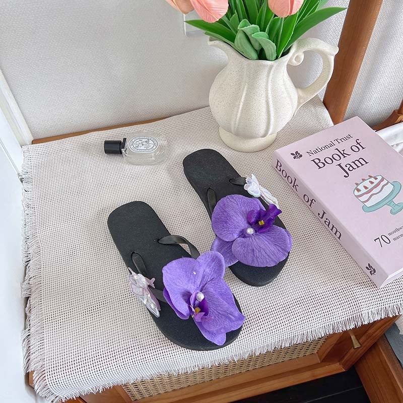 Miaojie täiskasvanutele randade kingad Phalaenopsis lillede mustriga, pealispind plastikust, EVA sisemus, PE talla