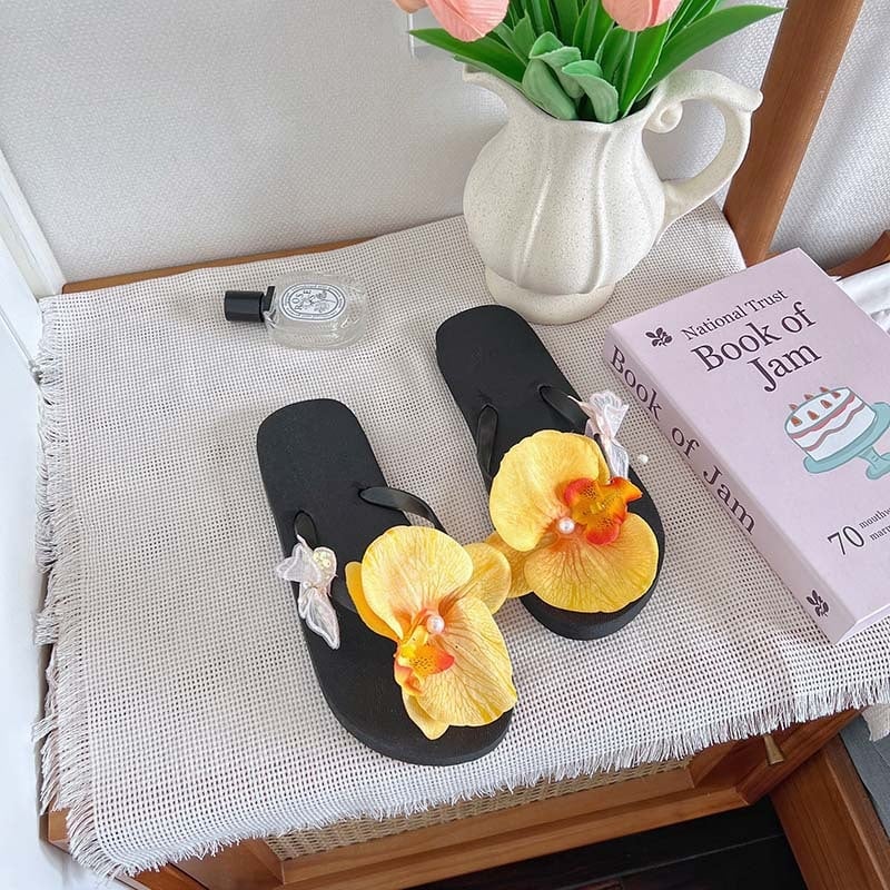 Miaojie täiskasvanutele randade kingad Phalaenopsis lillede mustriga, pealispind plastikust, EVA sisemus, PE talla