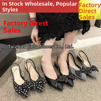 Ženske udobne cipele s oštrim nosom, uzorak houndstooth, platneni gornji dio, niska peta 1–3 cm