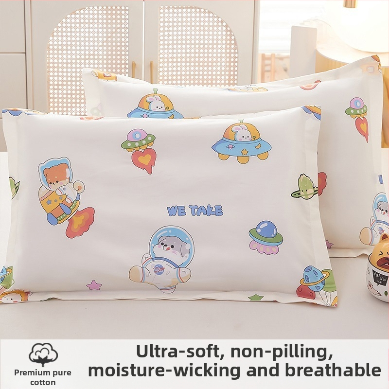 Laste padjapüür - 100% puuvill, twill-kangas, harjatud viimistlus, lõngade värvimine, karikatuuristiil, 60s niitide arv