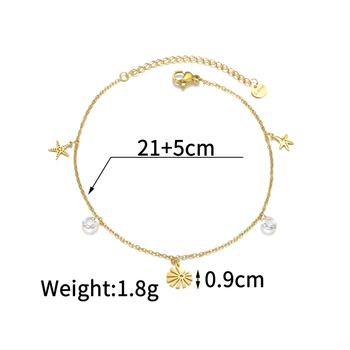 Bohemiska stila nerūsējošā tērauda potītes ankleta ar krāsainu cirkonu krustu, 18K zelta pārklājums, personalizēts dizains