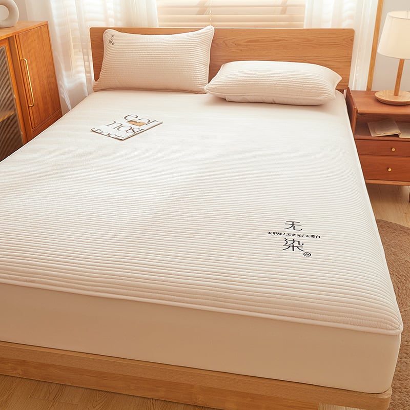 Τριών τεμαχίων σετ σεντόνια από 100% βαμβάκι με λάστιχο, κάλυμμα κρεβατιού και μαξιλαροθήκες; μονοχρωμο σχέδιο; αντιδραστική βαφή; κεντημένο, πλυμένο ύφασμα; πυκνότητα ύφανσης 133x72; 40 νήματα