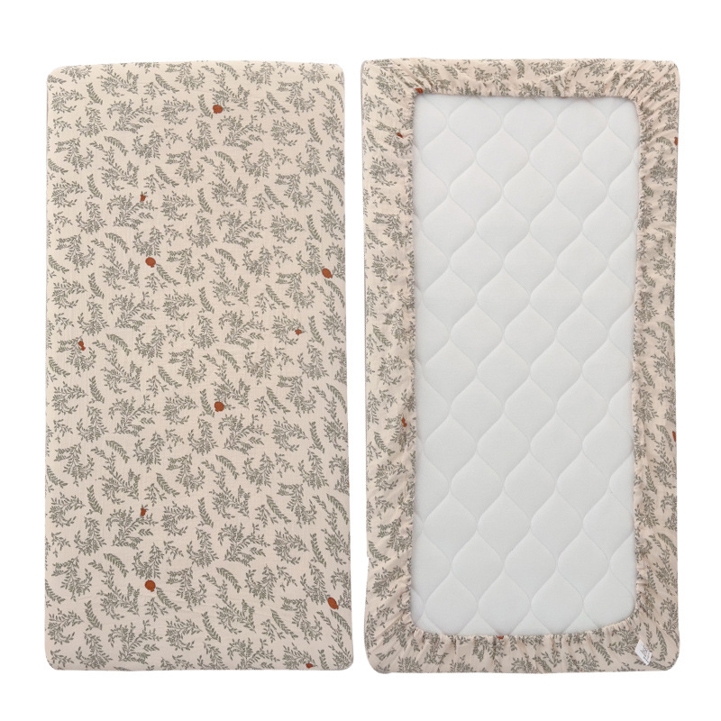 Dječji prilagođeni list za madrac od gaze, uzorak biljaka, reaktivno tiskanje, za sve sezone