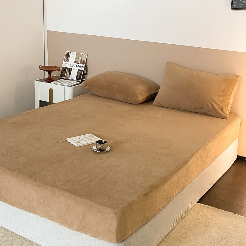 Elastična plahte od mliječnog velura, japanskog stila, bez uzorka, zimska toplina, debeli 230 g, za krevet 1,8 m