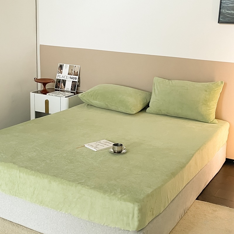 Elastična plahte od mliječnog velura, japanskog stila, bez uzorka, zimska toplina, debeli 230 g, za krevet 1,8 m