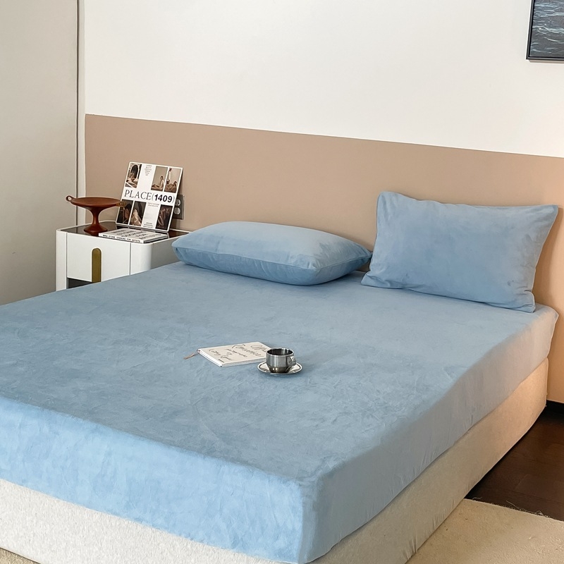 Elastična plahte od mliječnog velura, japanskog stila, bez uzorka, zimska toplina, debeli 230 g, za krevet 1,8 m