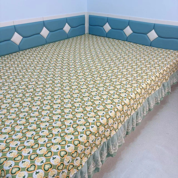 Lõngaline voodika Kang voodile, südamemustriga, õmblemine, pits, trükk ja kviltimine, reaktiivne trükimine ja värvimine, regeneratsiooniletselluloosi kiud, moodsus ja lihtsus