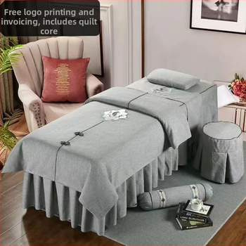 Neljaosaline voodipesukatte komplekt, puuvillast ja linast, Skandinaavia stiil, reaktiivne trükk ja värvimine, kaal 300–500 g, kohandatav