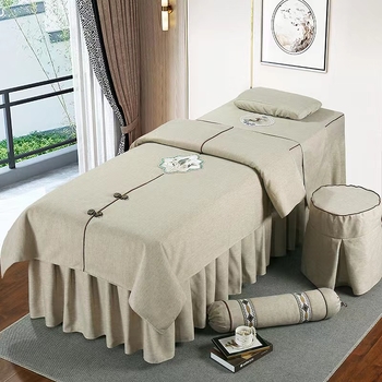 Neljaosaline voodipesukatte komplekt, puuvillast ja linast, Skandinaavia stiil, reaktiivne trükk ja värvimine, kaal 300–500 g, kohandatav