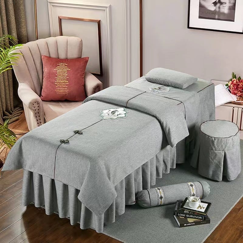 Neljaosaline voodipesukatte komplekt, puuvillast ja linast, Skandinaavia stiil, reaktiivne trükk ja värvimine, kaal 300–500 g, kohandatav