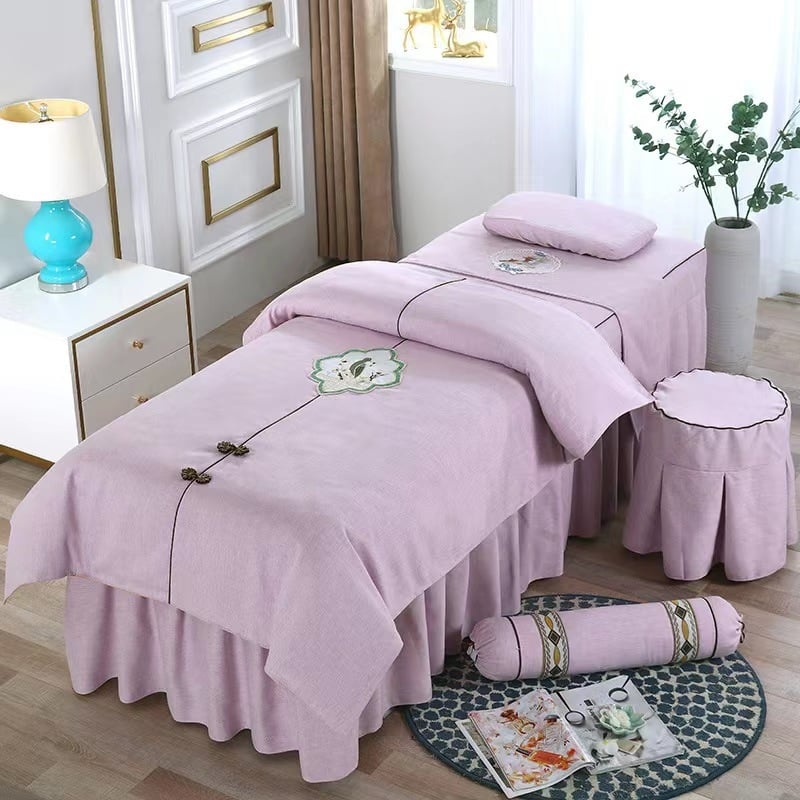 Neljaosaline voodipesukatte komplekt, puuvillast ja linast, Skandinaavia stiil, reaktiivne trükk ja värvimine, kaal 300–500 g, kohandatav