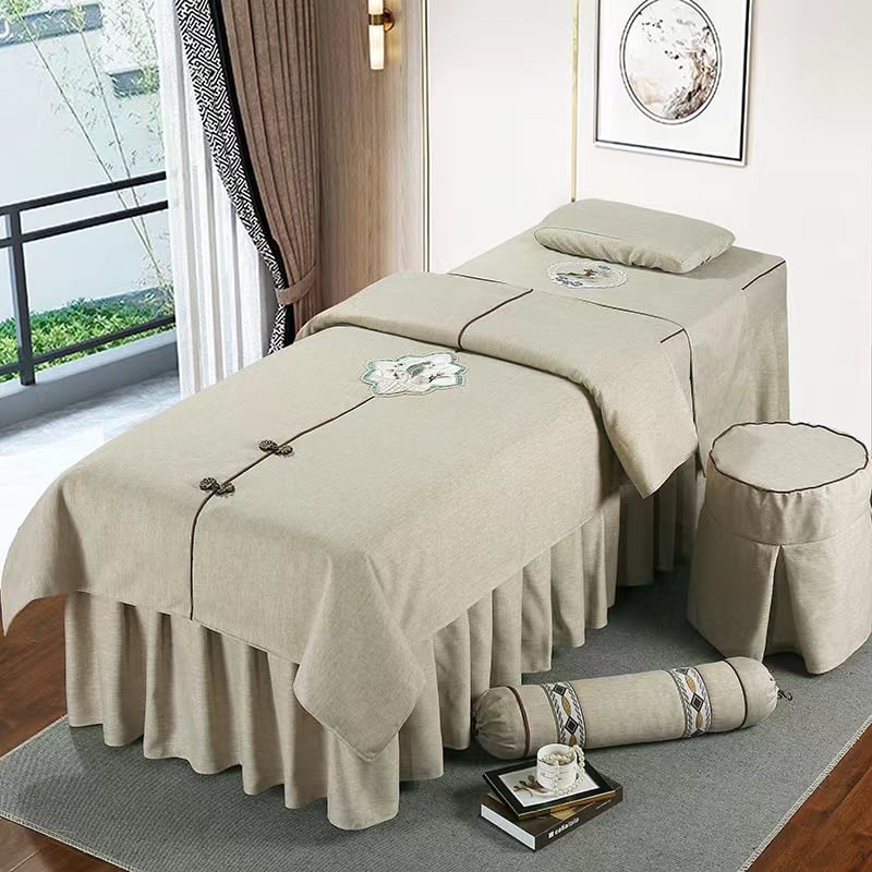 Neljaosaline voodipesukatte komplekt, puuvillast ja linast, Skandinaavia stiil, reaktiivne trükk ja värvimine, kaal 300–500 g, kohandatav