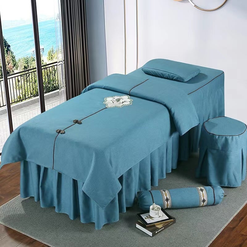 Neljaosaline voodipesukatte komplekt, puuvillast ja linast, Skandinaavia stiil, reaktiivne trükk ja värvimine, kaal 300–500 g, kohandatav