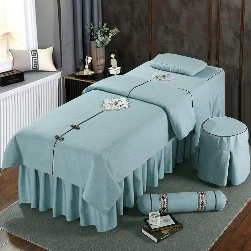 Neljaosaline voodipesukatte komplekt, puuvillast ja linast, Skandinaavia stiil, reaktiivne trükk ja värvimine, kaal 300–500 g, kohandatav