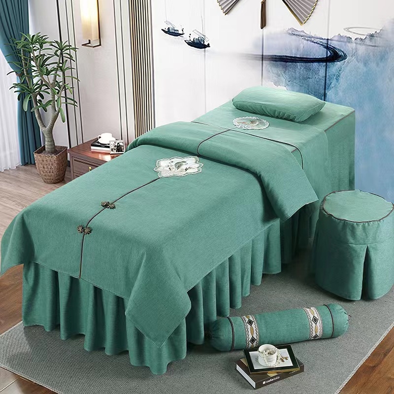 Neljaosaline voodipesukatte komplekt, puuvillast ja linast, Skandinaavia stiil, reaktiivne trükk ja värvimine, kaal 300–500 g, kohandatav