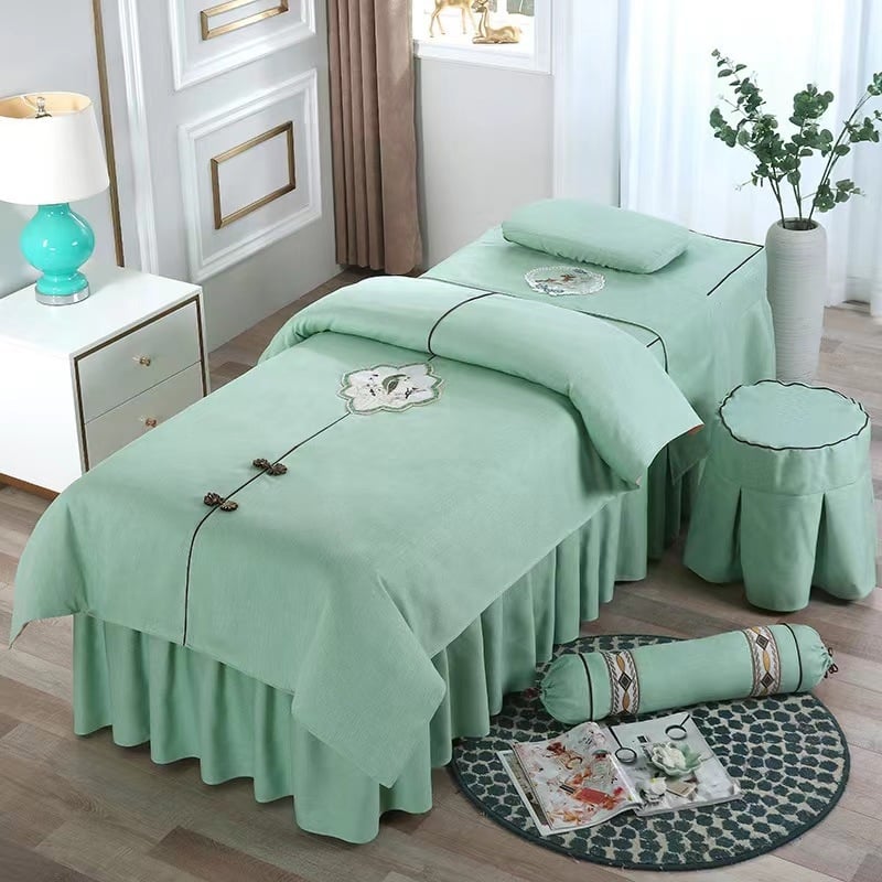 Neljaosaline voodipesukatte komplekt, puuvillast ja linast, Skandinaavia stiil, reaktiivne trükk ja värvimine, kaal 300–500 g, kohandatav