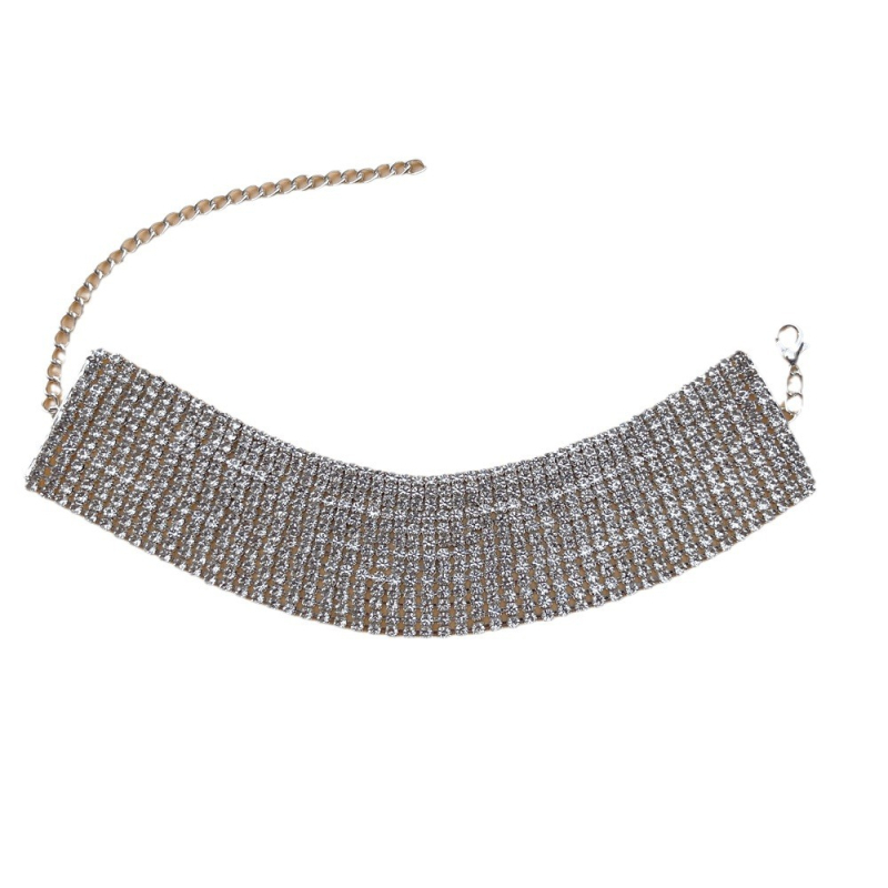 Sieviešu potīšu anklets, daudzrindu Rhinestone, zeltīti ieliktie akmeņi