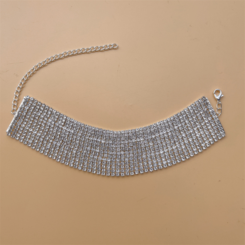 Sieviešu potīšu anklets, daudzrindu Rhinestone, zeltīti ieliktie akmeņi