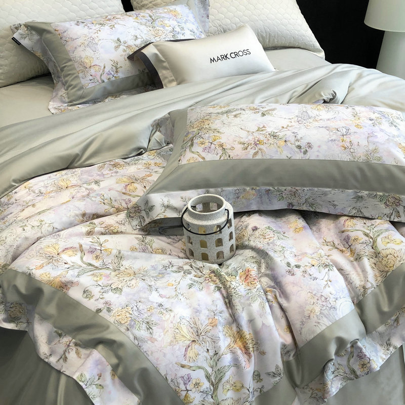 Četverosoban set posteljine od Tencel pamuka s cvjetnim uzorkom, lagan luksuz stil, jesen-zima